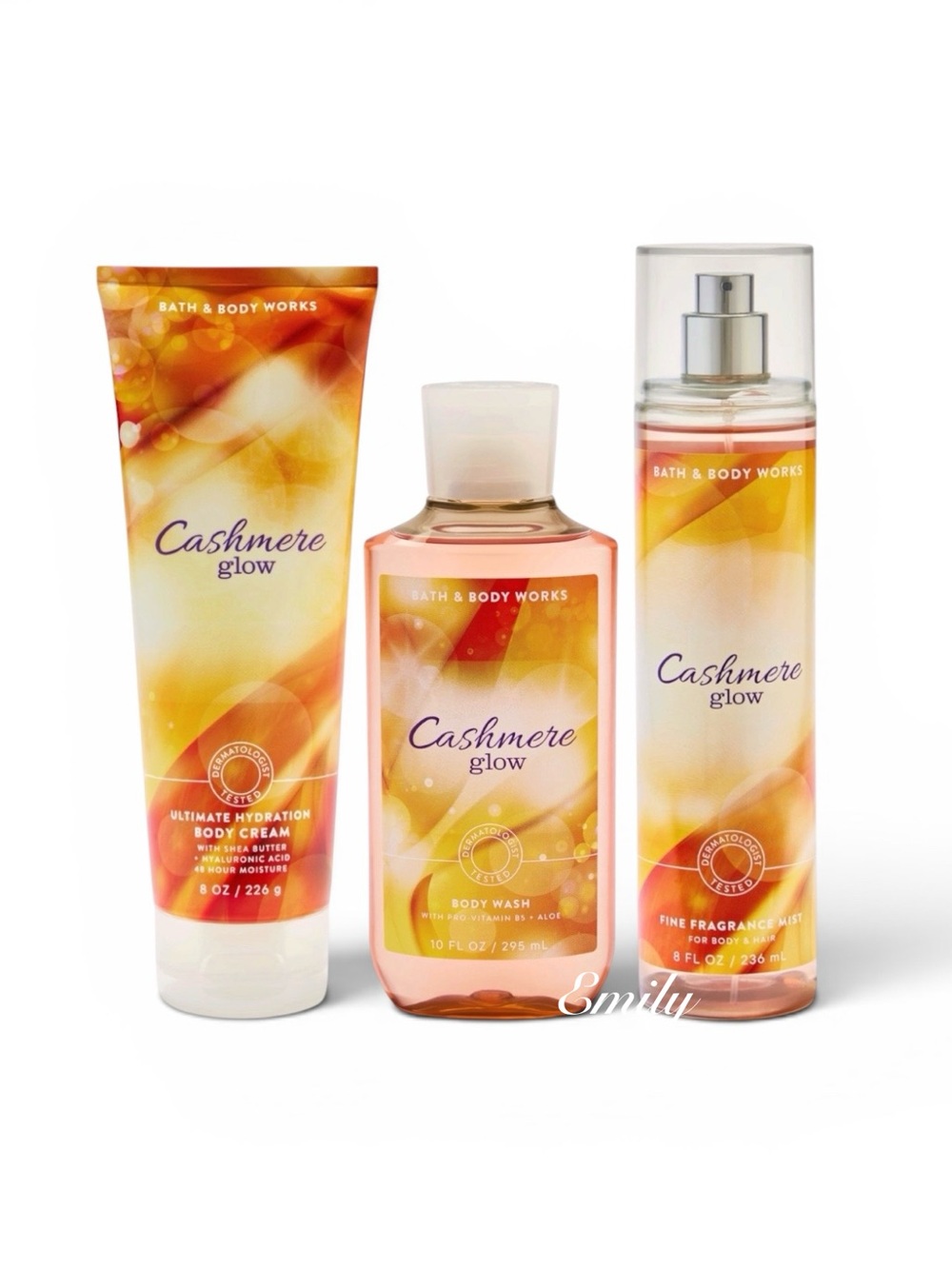NEW Bath & Body Works CASHMERE GLOW 3 Piece Body Care Set Bundle